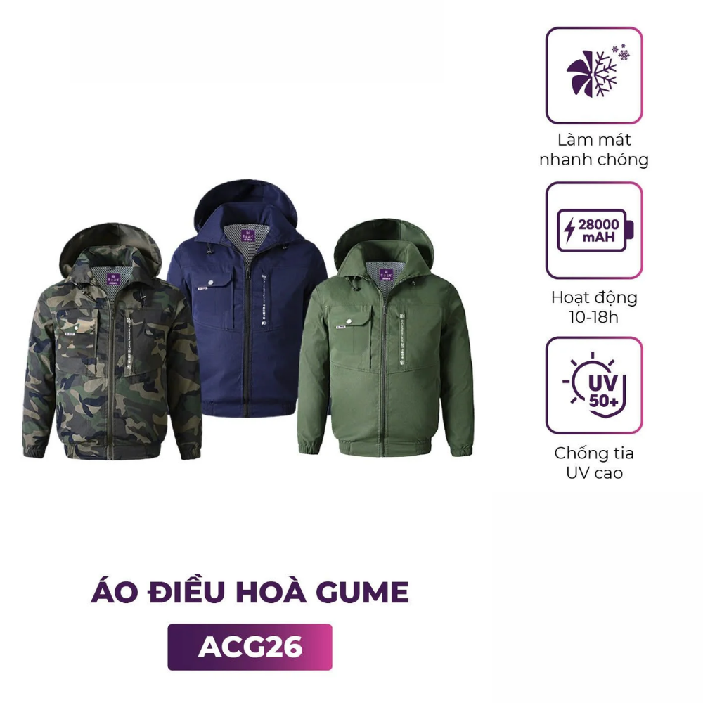 ÁO ĐIỀU HÒA GUME ACG26 PIN 28000MAH 21V CHỐNG TIA UV