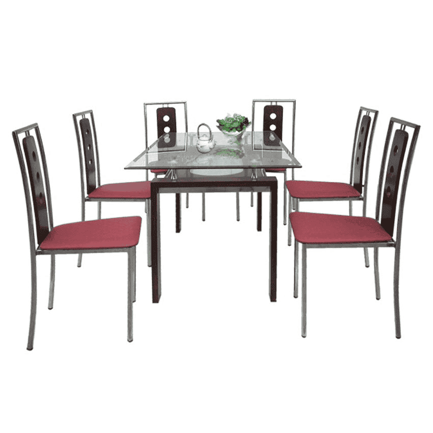 BỘ BÀN ĂN 6 GHẾ MẶT KÍNH 1.4M THE ONE (HÒA PHÁT) B51-6G