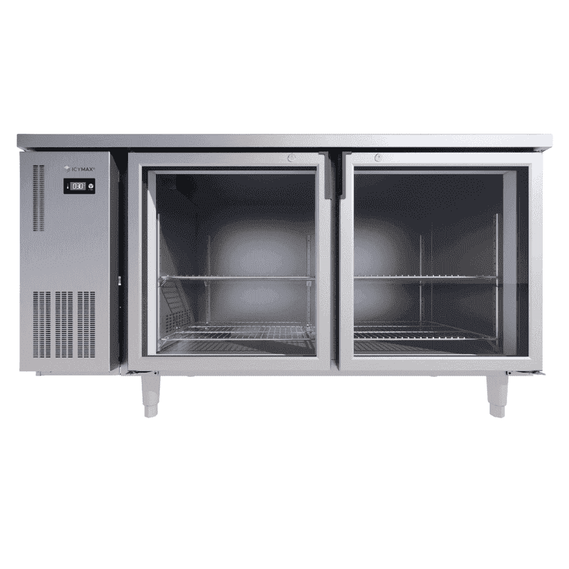 BÀN MÁT INOX 2 CÁNH KÍNH ICYMAX 330 LÍT ICR-2G156 QUẠT GIÓ (R290) (INOX 430)
