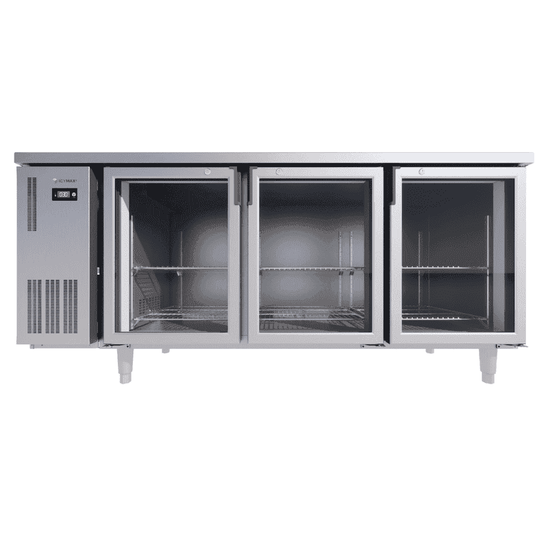 BÀN MÁT INOX 3 CÁNH KÍNH ICYMAX 405 LÍT ICR-3G186 QUẠT GIÓ (R290) (INOX 430)