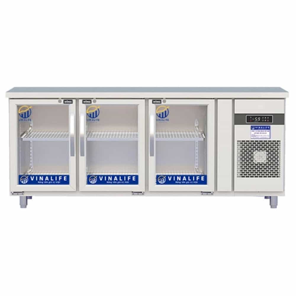 BÀN MÁT INOX 3 CÁNH KÍNH VINALIFE 460/340 LÍT VNL-BMCK-1.8-QG (R134A) (QUẠT GIÓ)