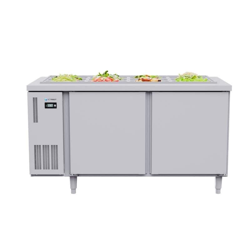 BÀN MÁT SALAD INOX 2 CÁNH ICYMAX 445 LÍT ISR-2S157 QUẠT GIÓ (R290) (INOX 430) (CHƯA KÈM KHAY)