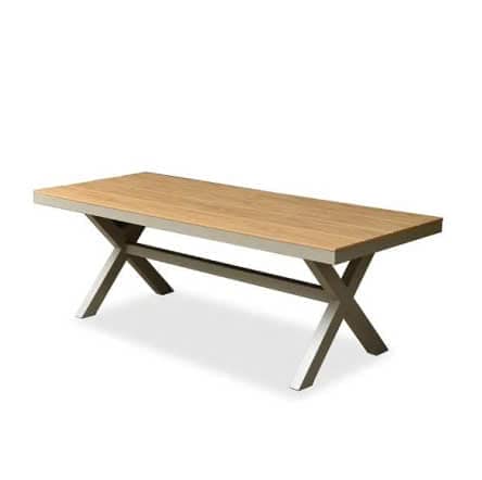 BÀN PHÒNG ĂN GỖ TEAK APPNT BN-NT KHUNG NHÔM MẶT GỖ 2.0M