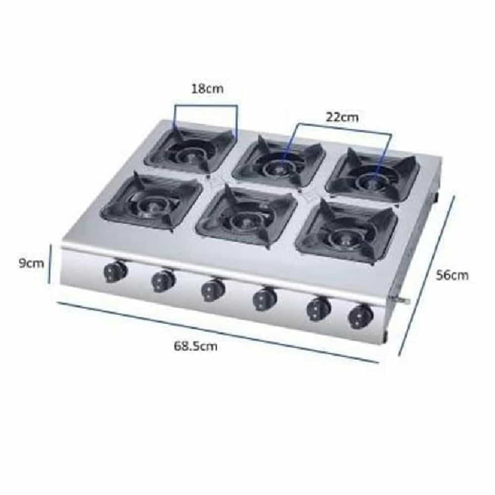 BẾP GAS BÁNH XÈO 6 BẾP VUÔNG VINLANDO 6-LV