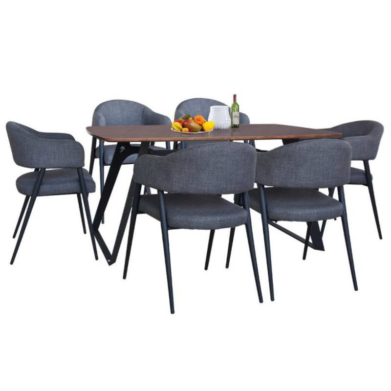 BỘ BÀN ĂN 6 GHẾ MẶT GỖ VENEER 1.6M THE ONE (HÒA PHÁT) B64-6G