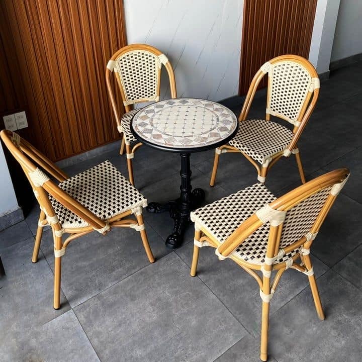 BỘ BÀN CÀ PHÊ KHUNG NHÔM MT DEMCF04+MT2A224C (1 BÀN + 4 GHẾ)