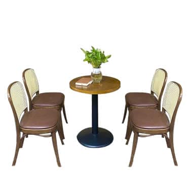 BỘ BÀN GHẾ CAFE GỖ TẦN BÌ 4 GHẾ APPNT CAFE VUÔNG-THONET