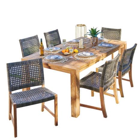 BỘ BÀN GHẾ PHÒNG ĂN E GỖ TEAK 6 GHẾ APPNT NGOAI TROI-6/2