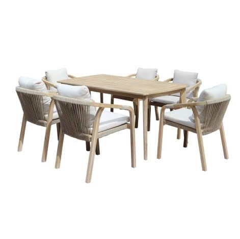 BỘ BÀN GHẾ PHÒNG ĂN GỖ TEAK 6 GHẾ APPNT NGOAI TROI-6/1