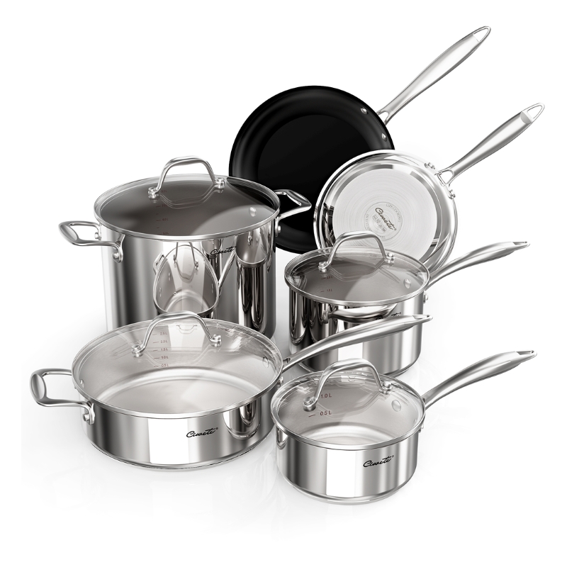 BỘ NỒI INOX 304 6 MÓN CIWETE SS0101-10PC – INOX CAO CẤP, BỀN BỈ