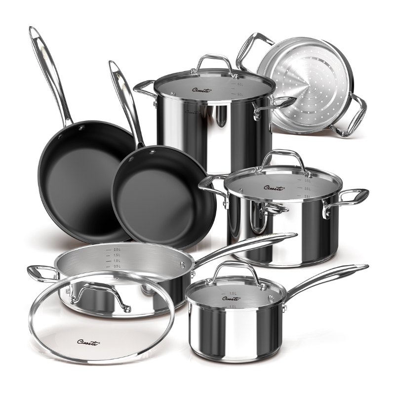 BỘ NỒI INOX 304 CIWETE SS0103-11PC – 6 MÓN, CHỐNG DÍNH + INOX