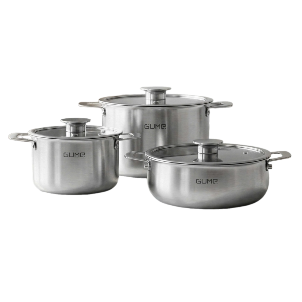 BỘ NỒI LẨU ĐA NĂNG GUME GM-N3326 INOX 18/10 LIỀN KHỐI 18-22-26CM