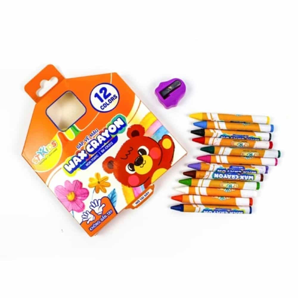 BỘ SÁP VẼ 12 MÀU WAX CRAYON STAKIDS- KÈM CHUỐT CHÌ STAKIDS SK-CR212