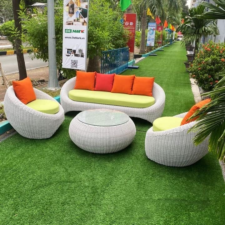 BỘ SOFA KB KHUNG NHÔM SƠN TĨNH ĐIỆN ĐAN SỢI NHỰA GIẢ MÂY MT MT1A22-KN