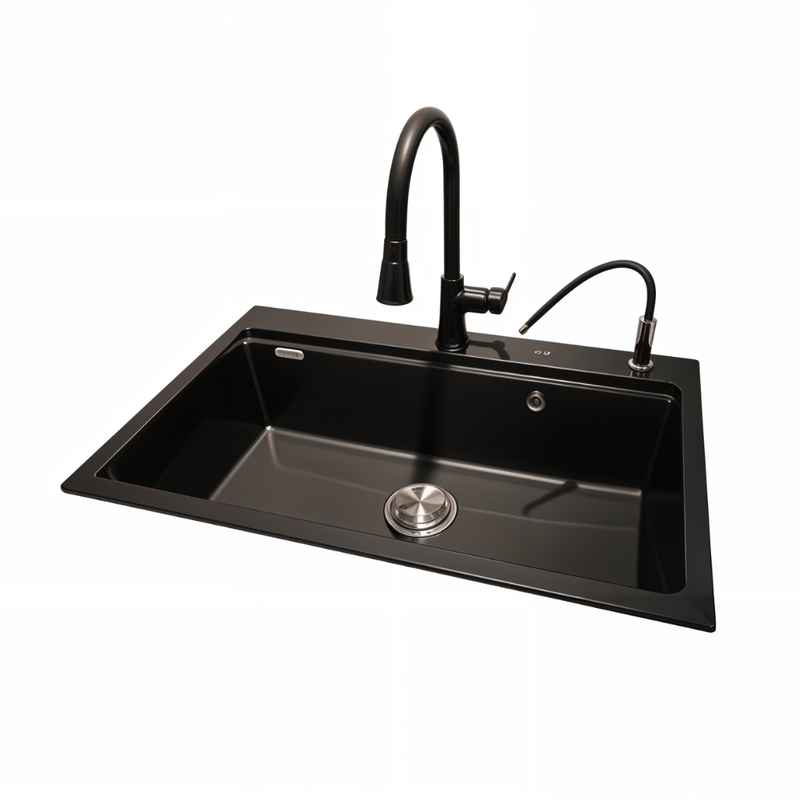 BỒN RỬA CHÉN BRAVAT K415601K 840X560X224MM MÀU ĐEN SANG TRỌNG