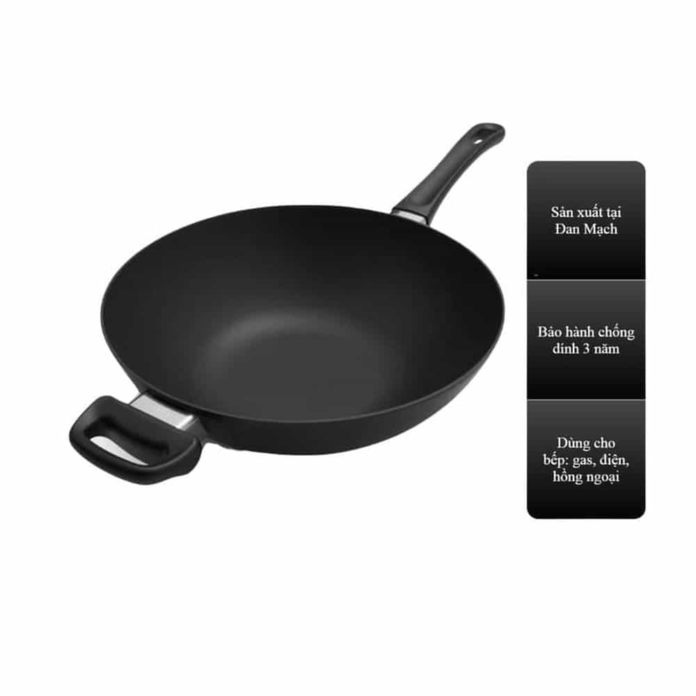 CHẢO XÀO SCANPAN 28CM CLASSIC CHỐNG DÍNH GREENTEK, NHÔM ĐÚC