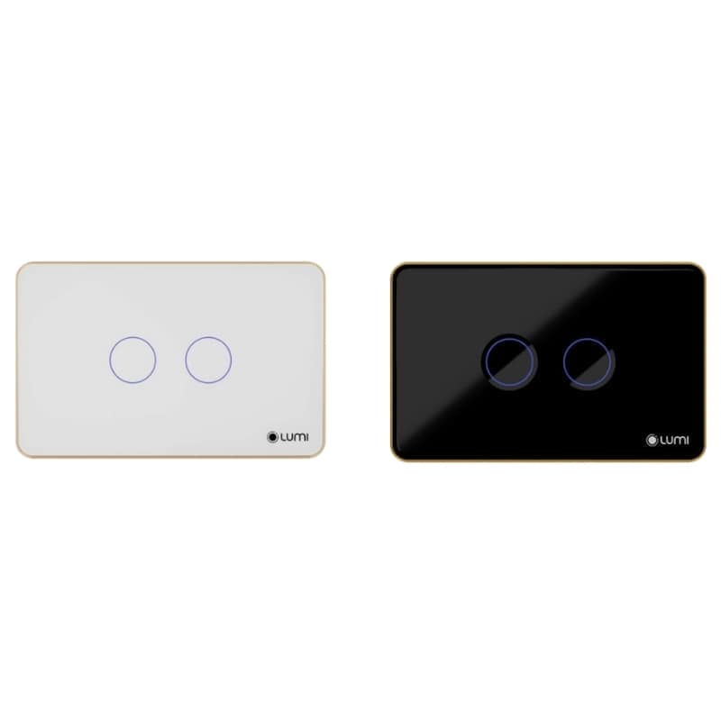 CÔNG TẮC CẦU THANG LUTO LUMI LM-S2P/S-CY/CG KÍNH LÕM VIỀN BO VÀNG GOLD