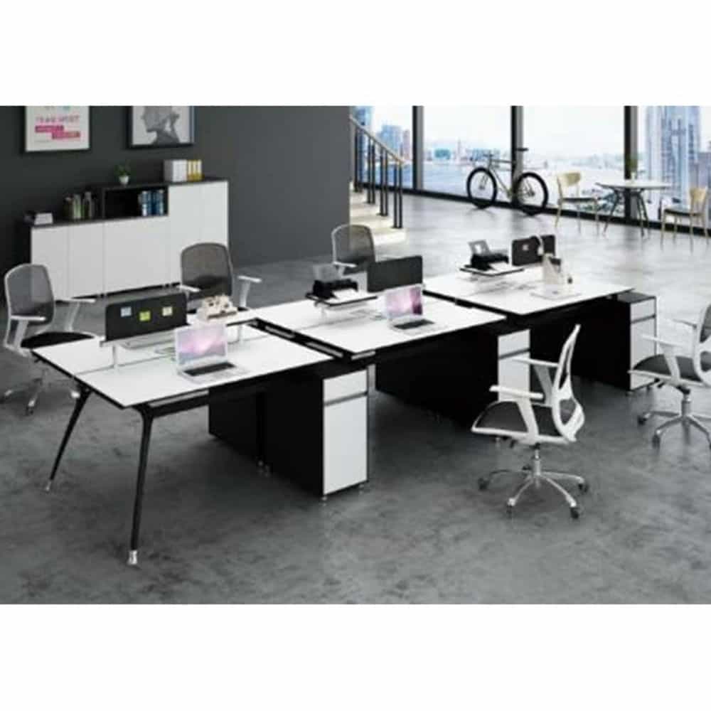 CỤM BÀN LÀM VIỆC MDF BLVN-GUT-4212 DÀI 4,2M KHUNG SẮT XI