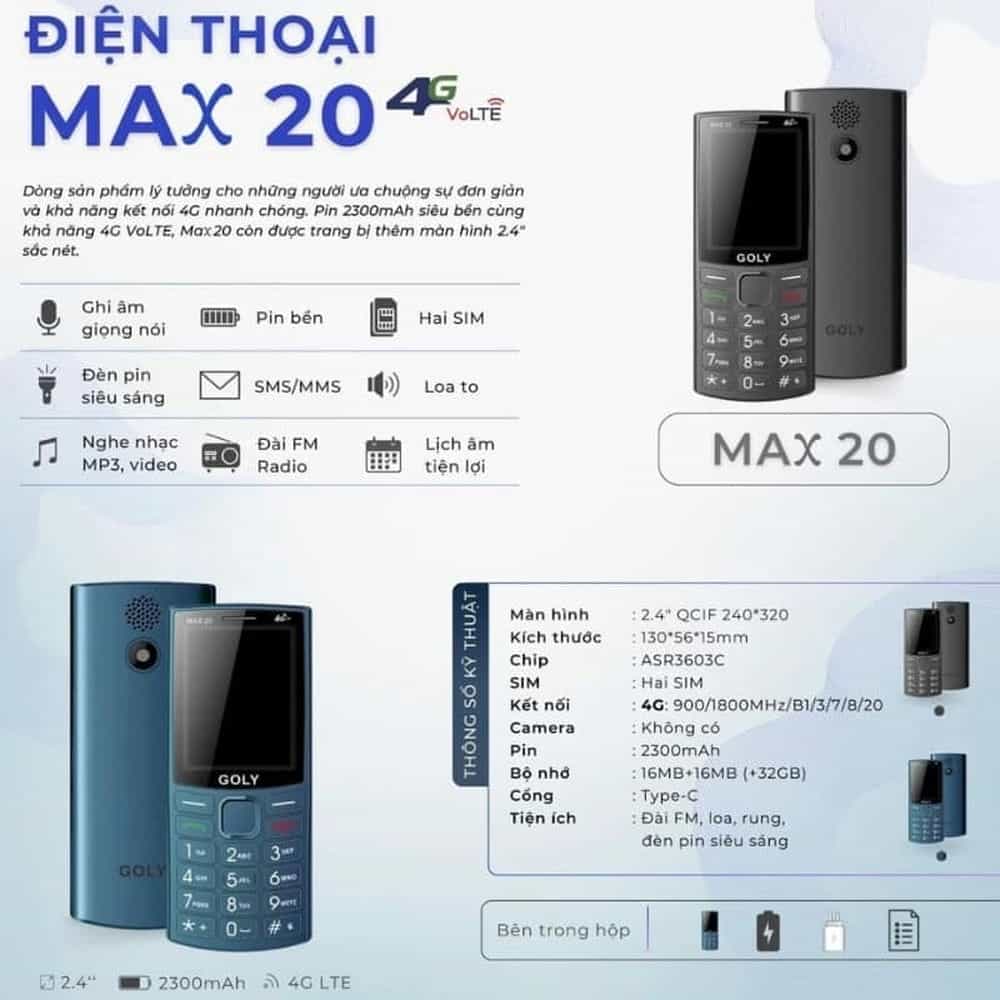 ĐIỆN THOẠI DI ĐỘNG GOLY MAX 20 4G