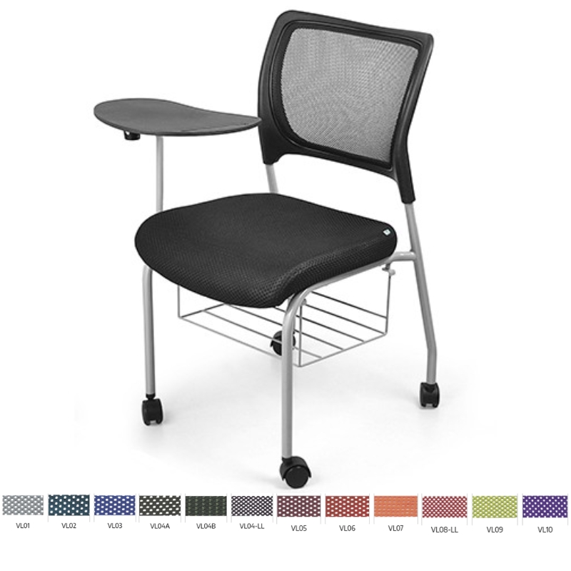 GHẾ TỰA PHÒNG LÀM VIỆC LƯNG LƯỚI CÓ BÀN VIẾT, KHAY SÁCH & BÁNH XE NỘI THẤT 190 GTB04K-S