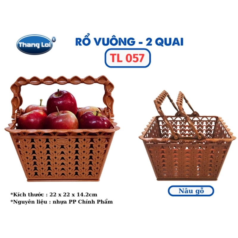 GIỎ VUÔNG 2 QUAI NHỰA THẮNG LỢI TL057