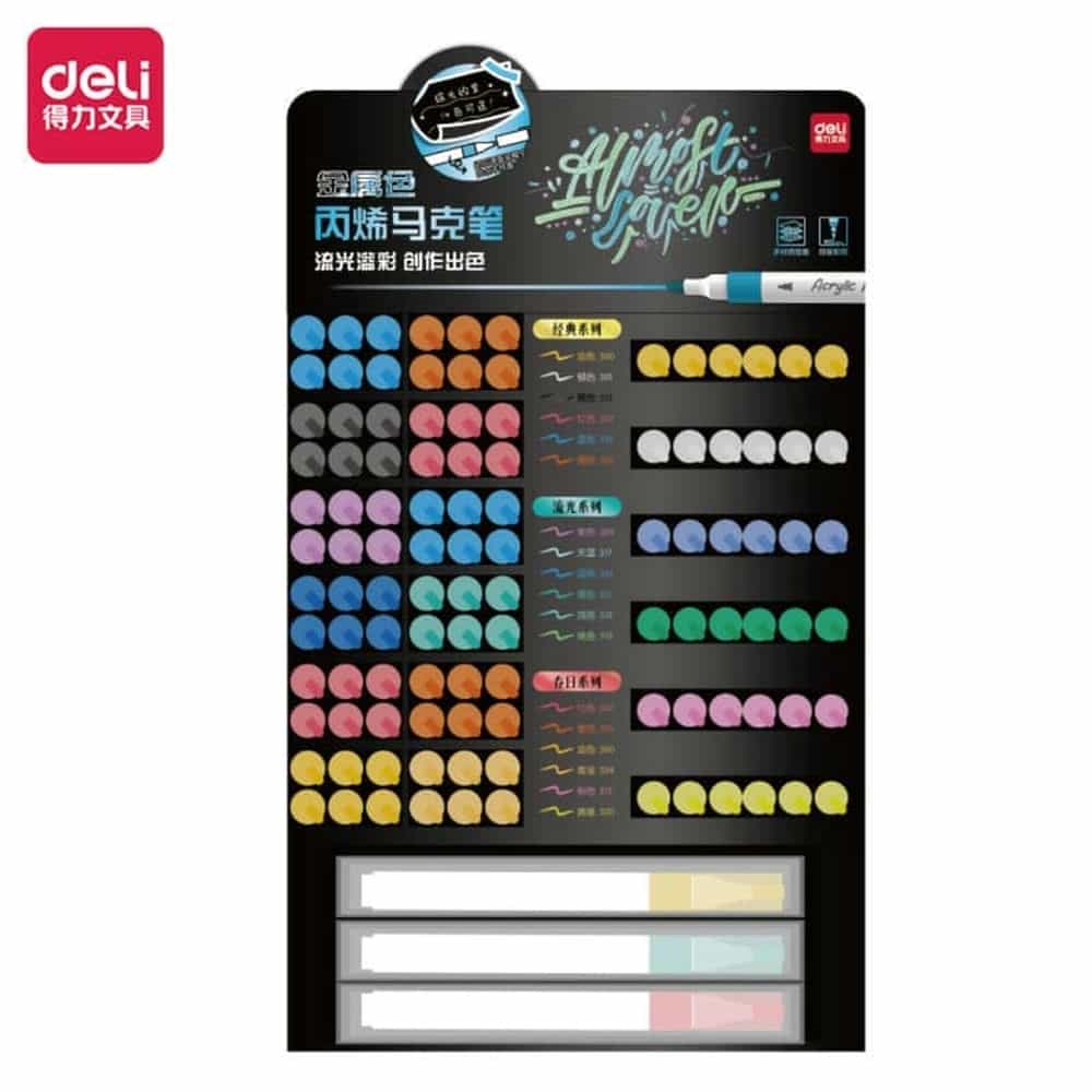 HỘP BÚT LÔNG MÀU ACRYLIC MARKER 126 CÂY DELI HM2
