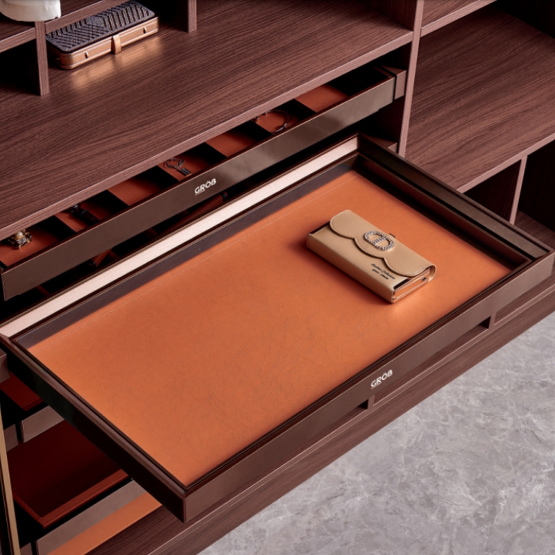 KỆ TRANG SỨC BỌC DA GROB HMVIP-209 HỢP KIM NHÔM MÀU MOCHA