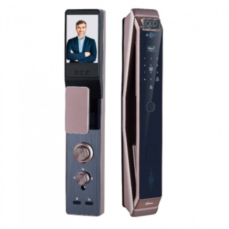 KHÓA THÔNG MINH DEMAX EL966 BROWN CNC FACE ID 3D WIFI