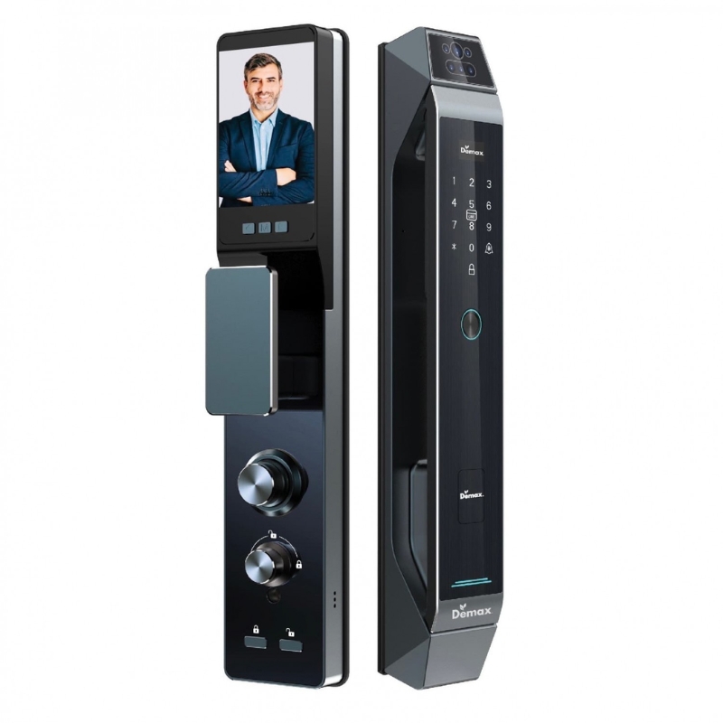 KHÓA THÔNG MINH DEMAX EL968 GREY CNC FACE ID 3D VIDEO CALL