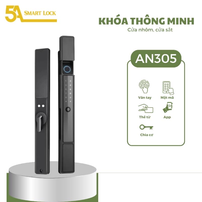 KHÓA VÂN TAY CỬA NHÔM 5A SMARTLOCK AN305