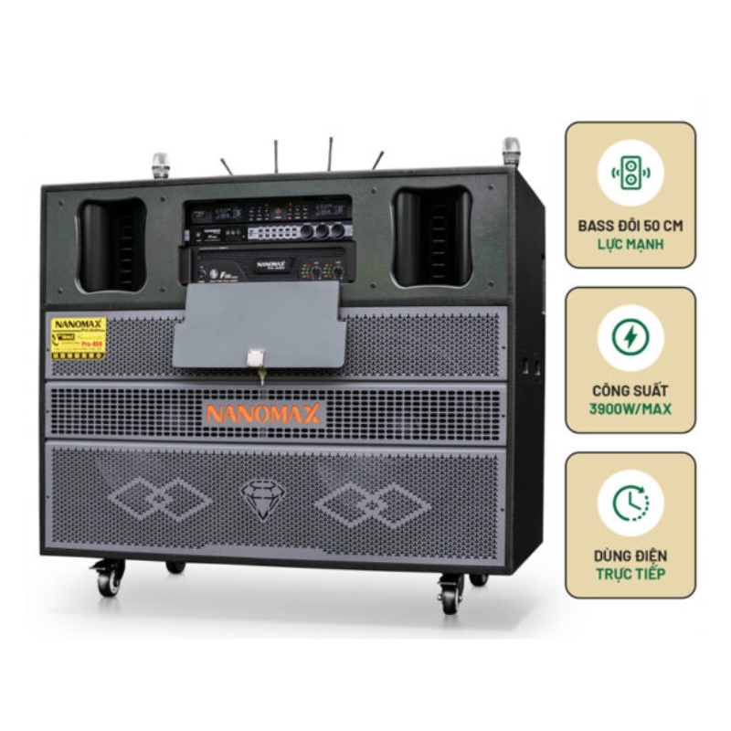LOA KÉO ĐIỆN KARAOKE NANOMAX PRO-959 (BASS ĐÔI 50CM - TREBLE NEO)