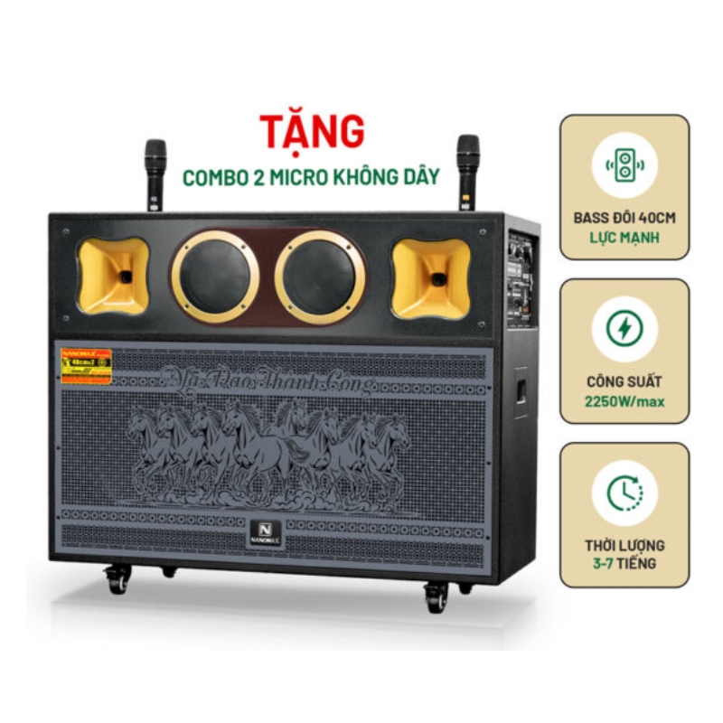 LOA KÉO KARAOKE NANOMAX BN-2026 (BASS ĐÔI 40CM)