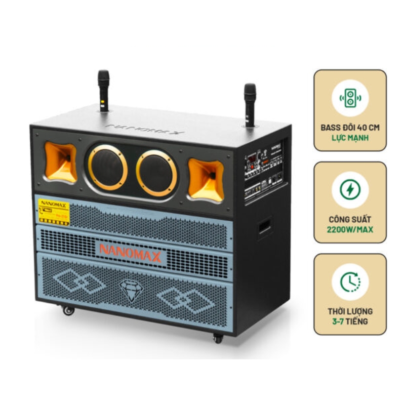 LOA KÉO KARAOKE NANOMAX PRO-215F (BASS ĐÔI 40CM)