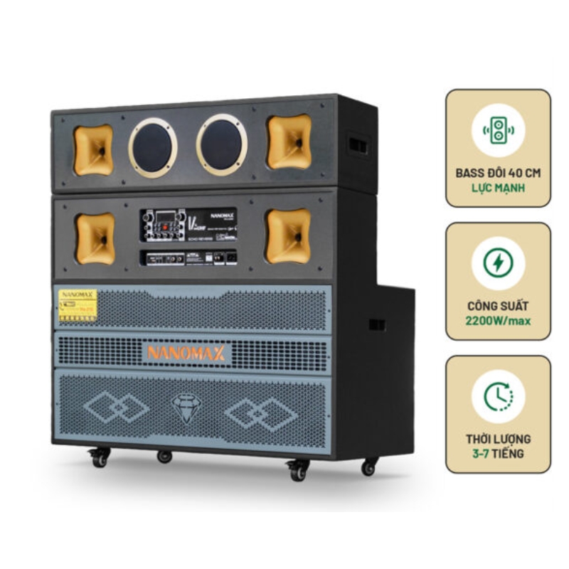 LOA KÉO KARAOKE NANOMAX PRO-215I (BASS ĐÔI 40CM)
