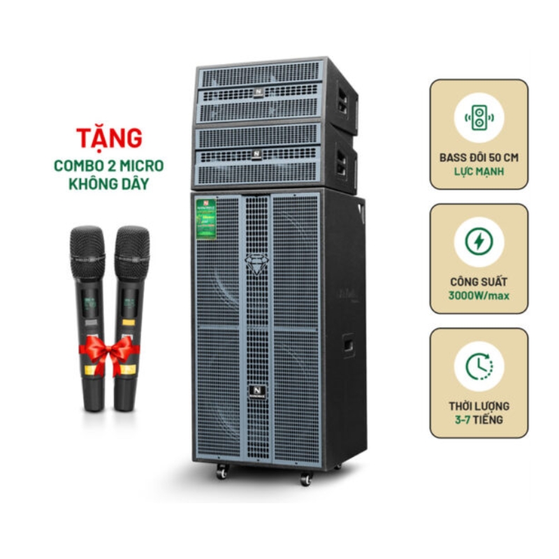 LOA KÉO KARAOKE NANOMAX PRO-218D (BASS ĐÔI 50CM)