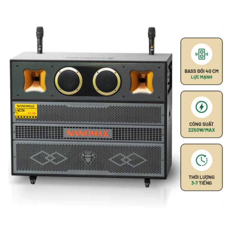 LOA KÉO KARAOKE NANOMAX PRO-300 (BASS ĐÔI 40CM)