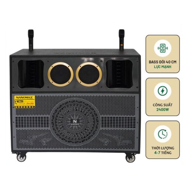LOA KÉO KARAOKE NANOMAX PRO-555 (BASS ĐÔI 40CM)