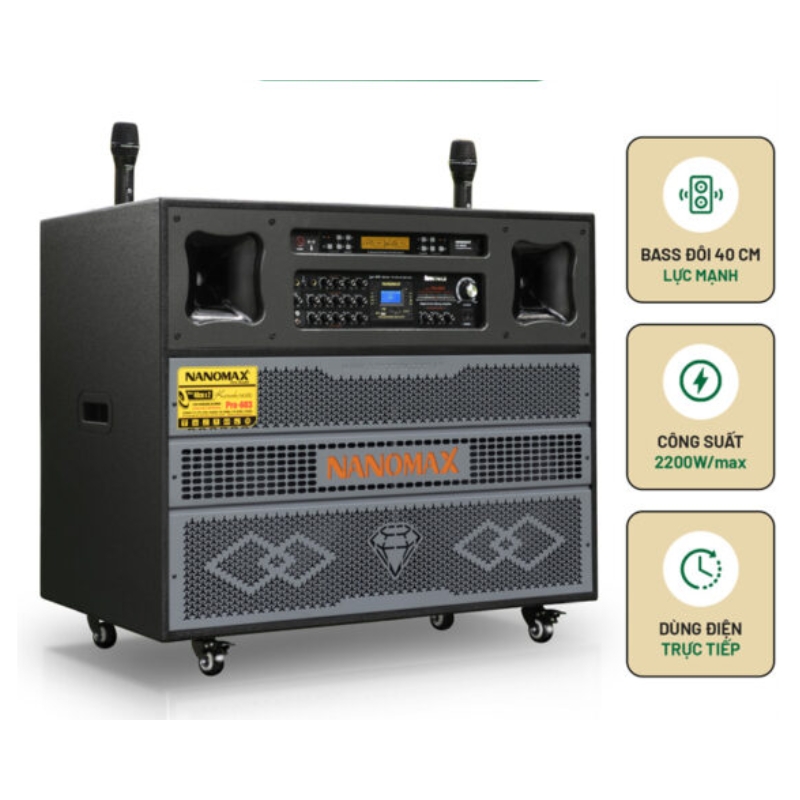 LOA KÉO KARAOKE NANOMAX PRO-603 (BASS ĐÔI 40CM)