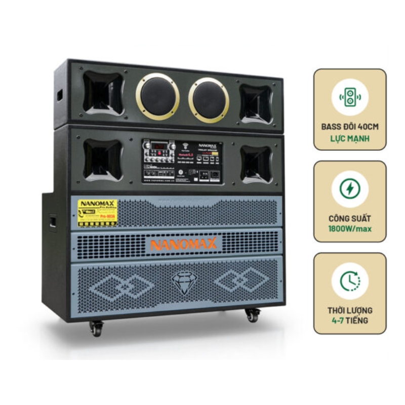 LOA KÉO KARAOKE NANOMAX PRO-803A (BASS ĐÔI 40CM)