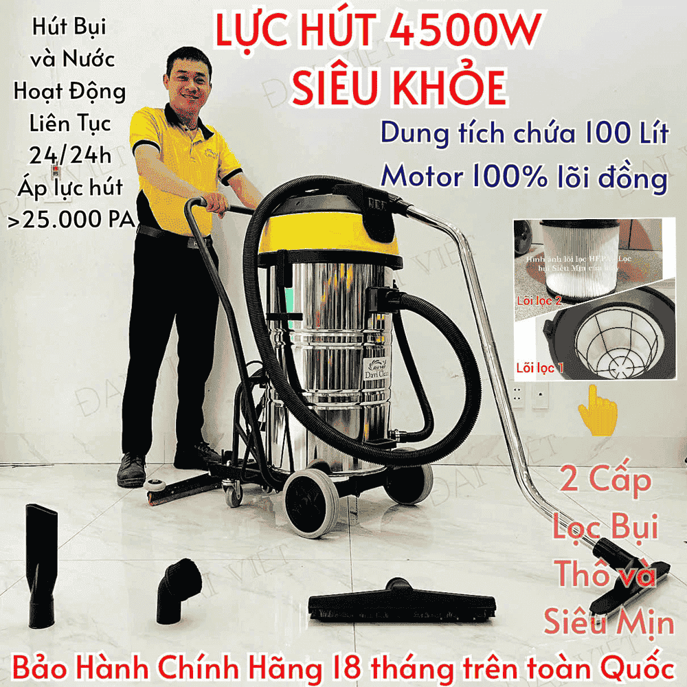 MÁY HÚT BỤI CÔNG NGHIỆP DAVI CLEAN 100 LÍT DV3-100JP (4500W)