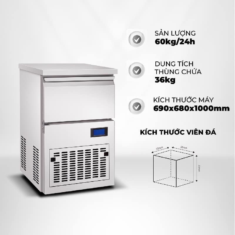 MÁY LÀM ĐÁ VIÊN P-EMIC 60KG/24H P60A