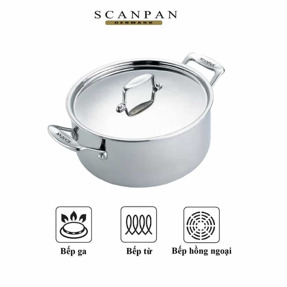 NỒI INOX SCANPAN FUSION5 24CM 5 LỚP ĐÁY TỪ CAO CẤP
