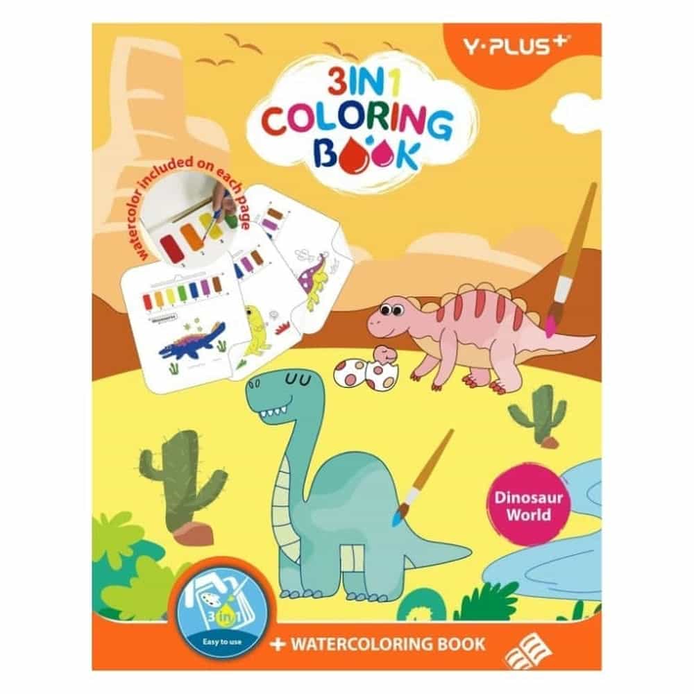 SÁCH TÔ MÀU DINOSAUR WORLD KÈM CỌ VẼ YPLUS QT223502