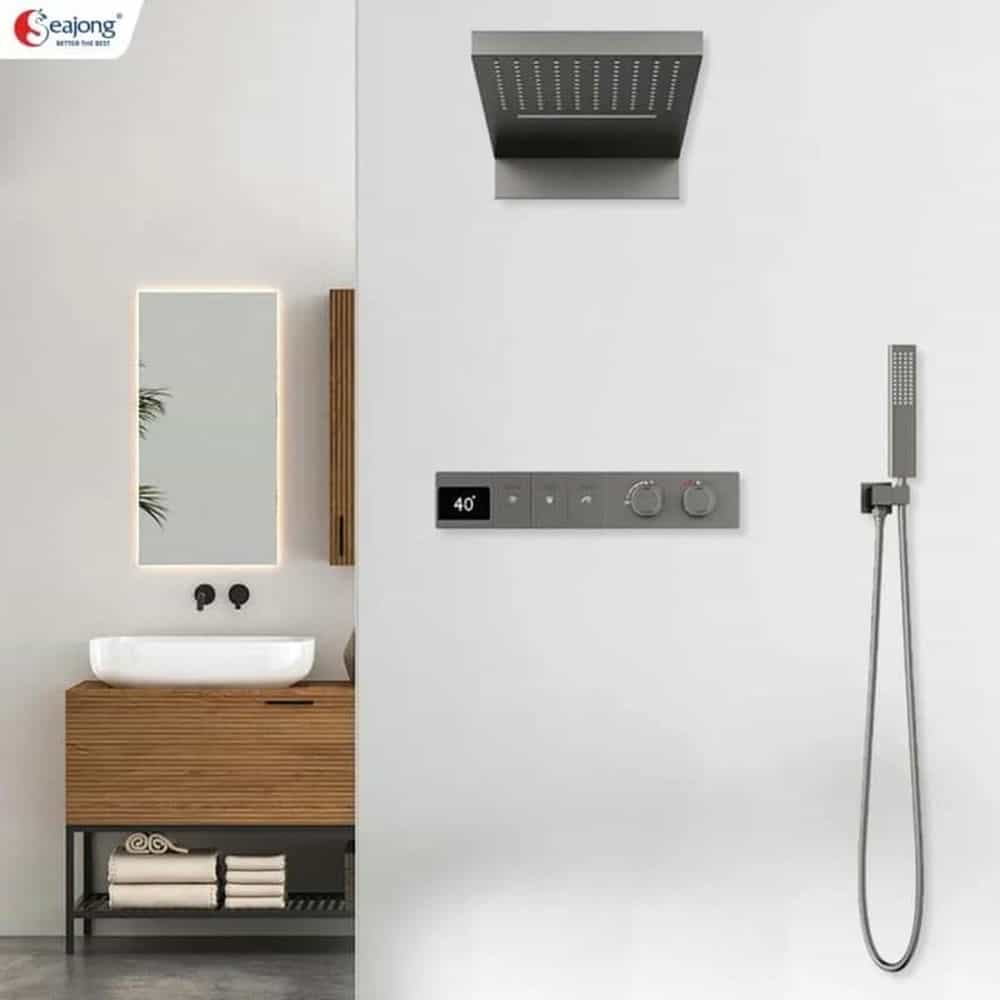 SEN CÂY ÂM TƯỜNG, TRẦN SEAJONG HIỂN THỊ NHIỆT ĐỘ MẠ PVD XÁM SJ-SC0171-GR