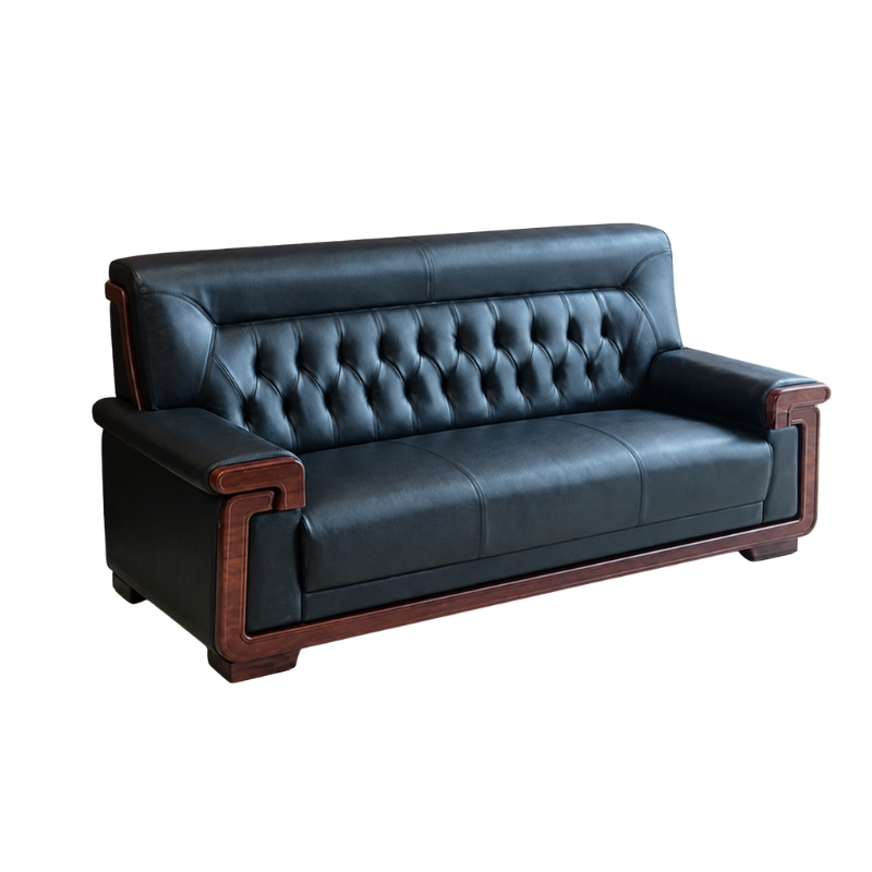 SOFA BĂNG BA BỌC DA ĐEN CAO CẤP THE ONE (HÒA PHÁT) SF05-3-DA