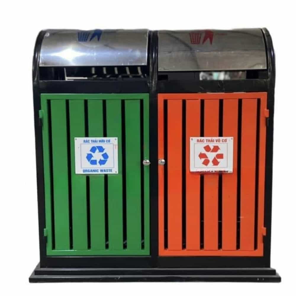 THÙNG RÁC 2 NGĂN INOX 201 SÀI GÒN SG-2N-100L-INOX