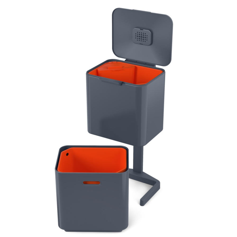 THÙNG RÁC PHÂN LOẠI & KHỬ MÙI 3 NGĂN JOSEPH JOSEPH TOTEM MAX 60L (GRAPHITE) 001037