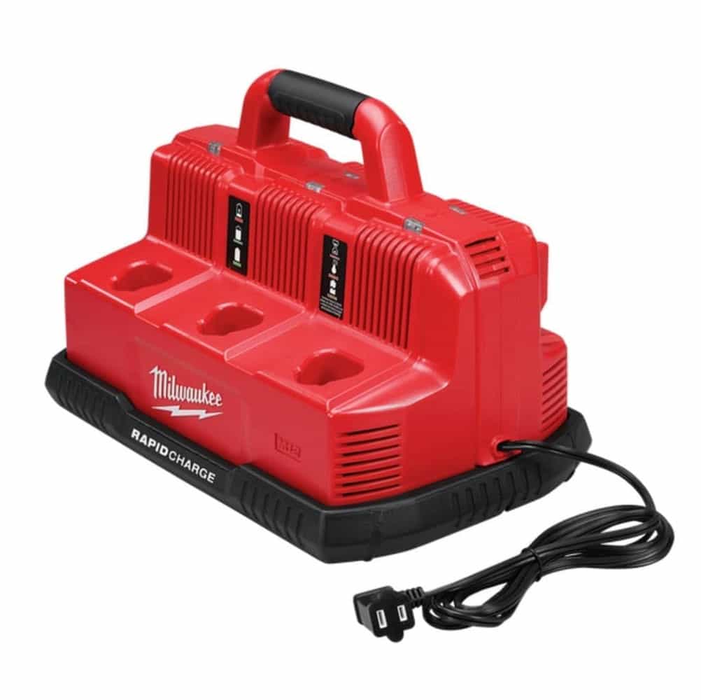 TRẠM SẠC MILWAUKEE M12-18C3 [TRẠM SẠC] + [MILWAUKEE] + [M12-18C3] + [SẠC ĐỒNG THỜI 03 PIN, SẠC NHANH HƠN 40%].