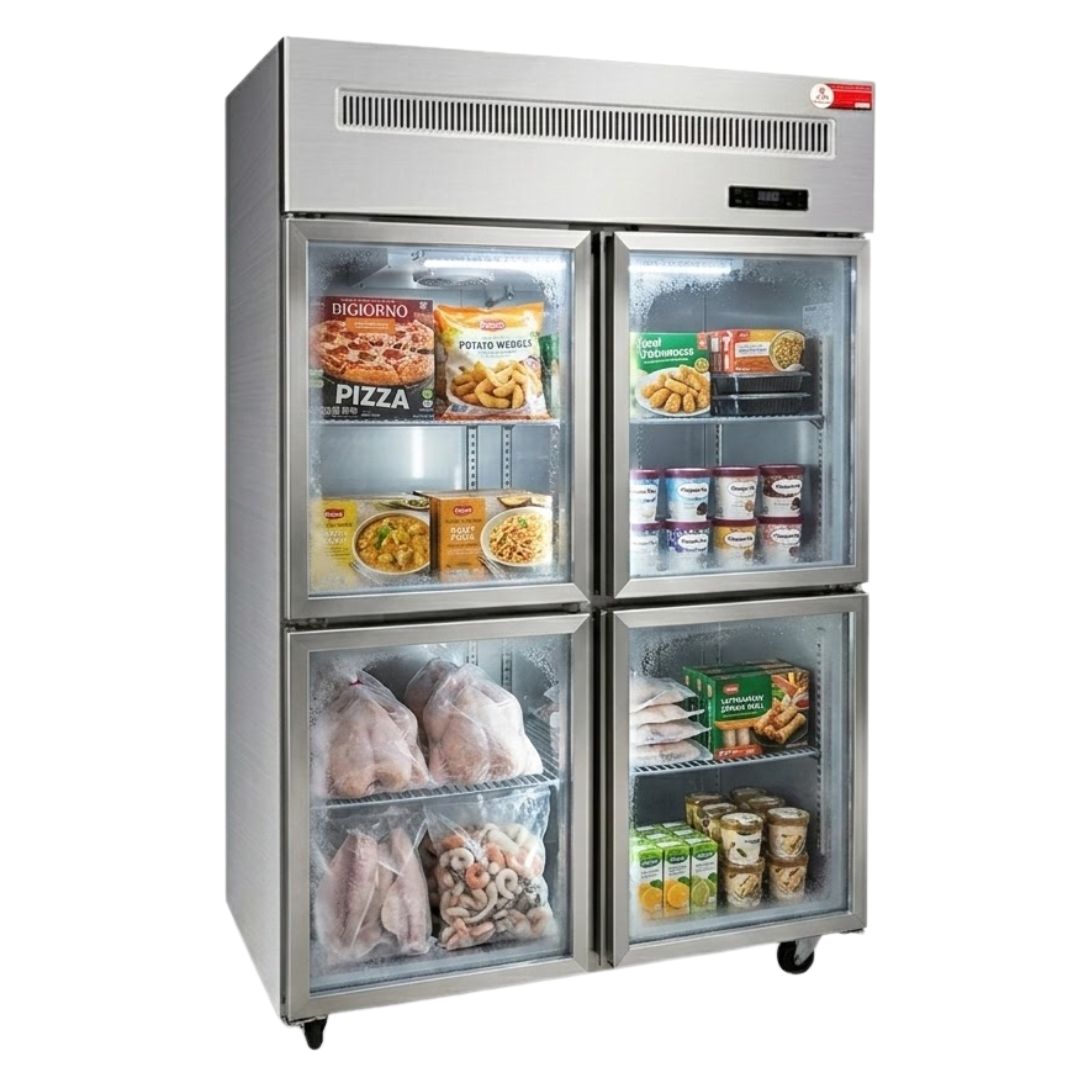 TỦ ĐÔNG INOX 4 CÁNH KÍNH OUCBOLL 870 LÍT BCD-1200F-760-D-CK (QUẠT GIÓ)