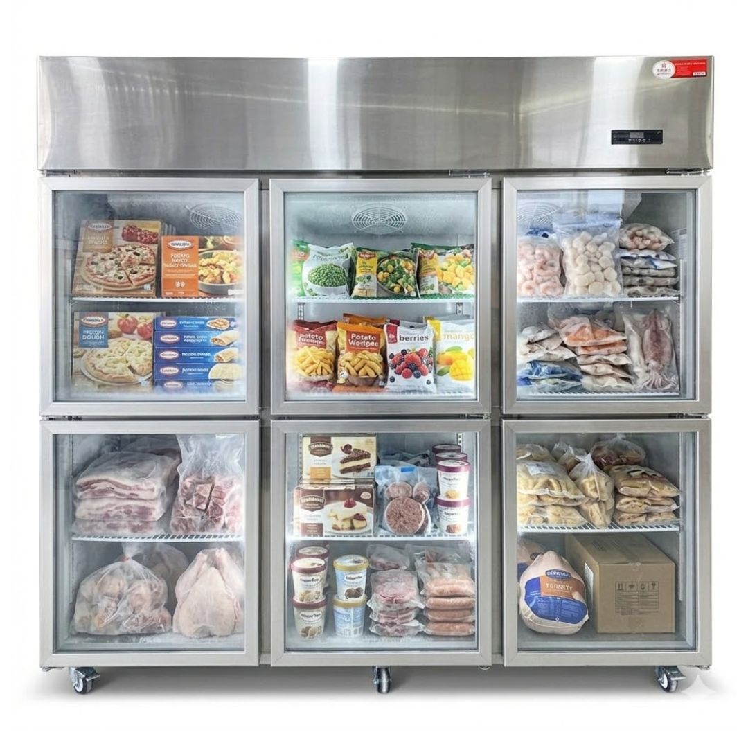 TỦ ĐÔNG INOX 6 CÁNH KÍNH OUCBOLL 1380 LÍT BCD-1800F-D-CK (QUẠT GIÓ)